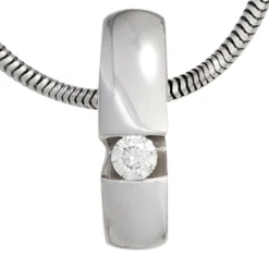 Anhänger 4,4x15,7mm mit Diamant Brillant 0,10 Ct 585 Gold Weißgold Damen