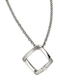 Anhänger 15x14,8mm mit Diamant 0.03Ct W/SI Brillant weiß 950 Platin Quadrat