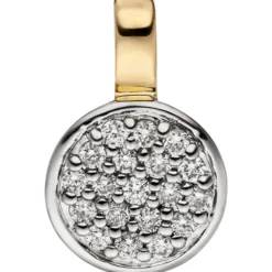 Anhänger 7,1x11mm mit 19 Diamanten 0.1Ct Brillanten 585 Gold Gelbgold