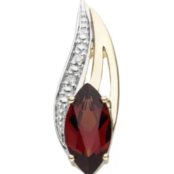 Anhänger 6,8x20,2mm mit Diamanten 0.01Ct Brillanten Granat 585 Gold