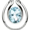 Anhänger 16,1x19mm mit 13 Diamanten 0.06Ct W/SI & Blautopas 585 Gold Weißgold