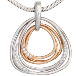 Anhänger 22,2x26,2mm mit 17 Diamanten 0.085Ct W/SI 585 Gold Weißgold Rotgold