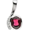 Anhänger 9,8x19,3mm mit Granat rot oval & Zirkonia weiß 925 Silber Halsschmuck