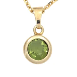 Anhänger 7,8x10,7mm mit Peridot grün rund 585 Gold Gelbgold Damen Goldanhänger