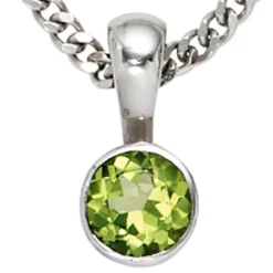 Anhänger 5,7x11,9mm mit Peridot grün 925 Silber rhodiniert glänzend Halsschmuck