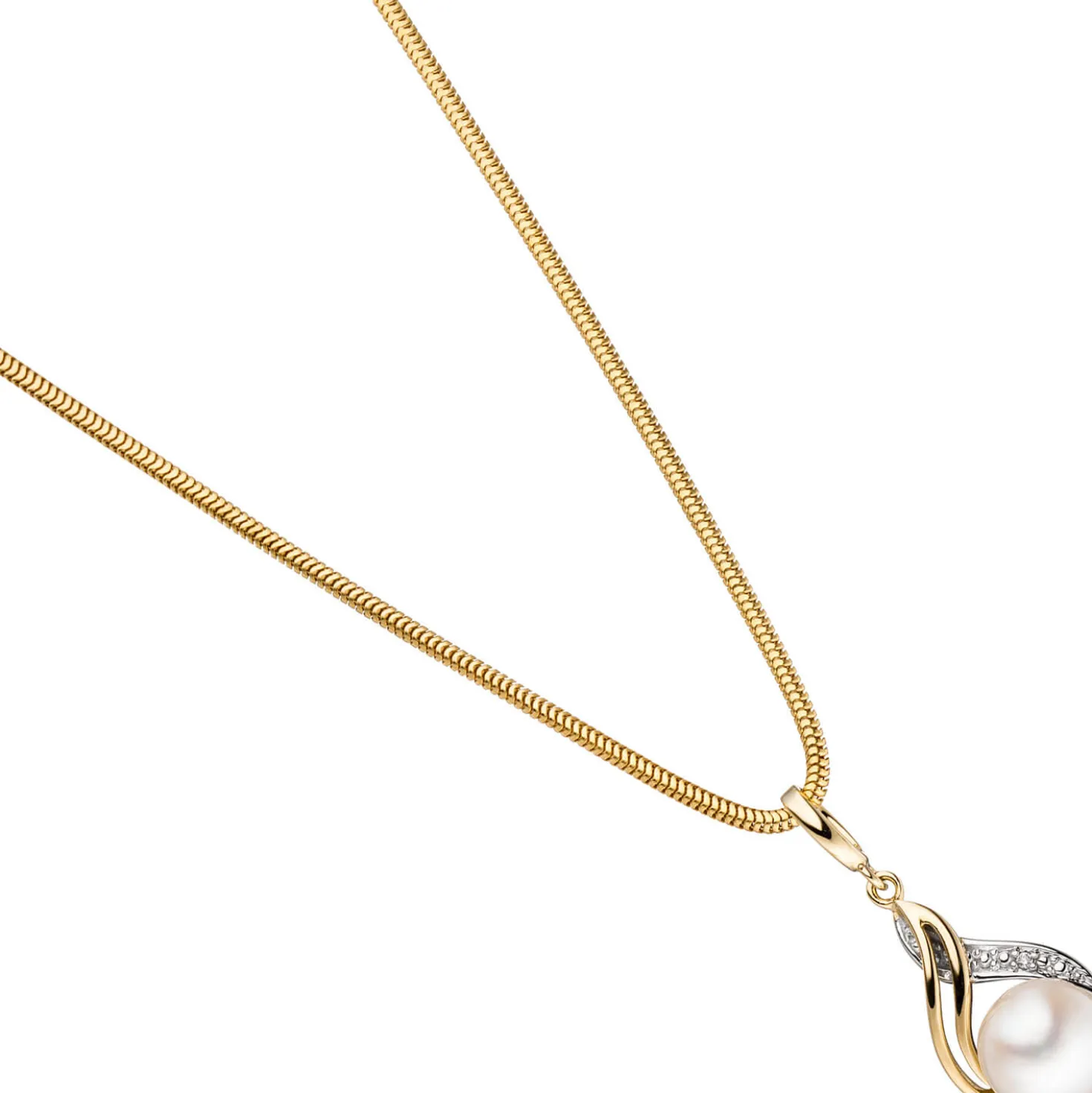 Anhänger 10,4x18,9mm mit Perle & Diamant 0.005Ct W/P1 Brillant 585 Gold Gelbgold