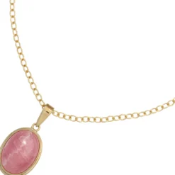 Anhänger 12,1x18,7mm mit Rhodochrosit oval rosé-pink 585 Gold Gelbgold Damen