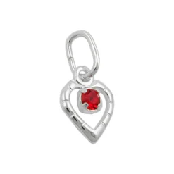 Anhänger 8x6mm mit rotem Glasstein im Herz 925 Silber Halsschmuck Damen
