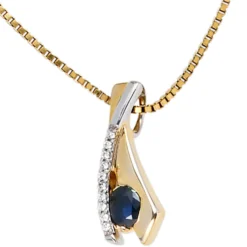 Anhänger 6,9x18,9mm mit Safir Saphir blau & 10 Zirkonia 333 Gold Gelbgold