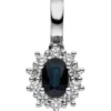 Anhänger 8,6x10,3mm mit Saphir & Diamanten 0.2Ct 585 Gold Weißgold