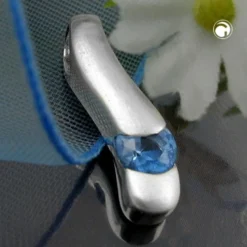 Anhänger 19x5mm mit synth Spinell blau matt 925 Silber Silberanhänger Damen