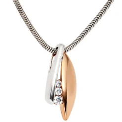 Anhänger 7,9x20mm mit 3 Zirkonia 375 Gold Rotgold Weißgold Halsschmuck Damen