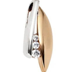 Anhänger 7,9x20mm mit 3 Zirkonia 375 Gold Rotgold Weißgold Halsschmuck Damen