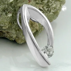 Anhänger 18,5x8mm mit Zirkonia 925 Silber oval Silberanhänger Damen