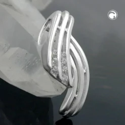 Anhänger 19x8mm mit Zirkonia streifig 925 Echt Silber Silberanhänger