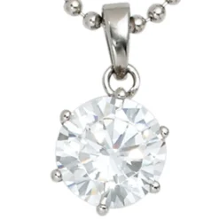 Anhänger 8,6x11,5mm mit Zirkonia weiß aus 925 Silber rhodiniert Damen
