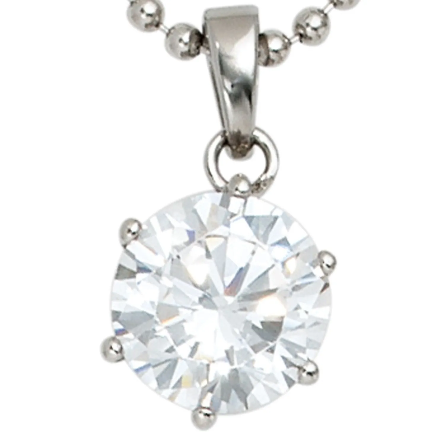 Anhänger 8,6x11,5mm mit Zirkonia weiß aus 925 Silber rhodiniert Damen