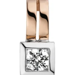 Anhänger 5,6x12,4mm mit Zirkonia weiß Quadrat 375 Gold Rotgold bicolor