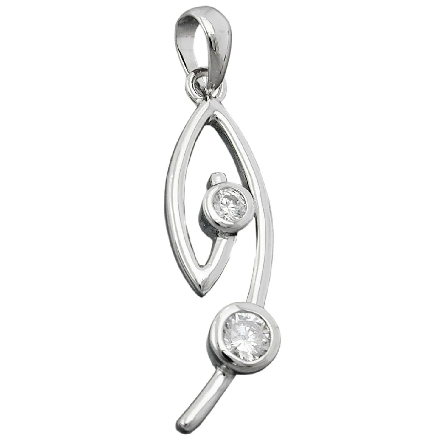 Anhänger 28x9mm mit zwei Zirkonia weiß 925 Silber rhodiniert Damen
