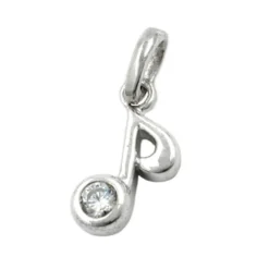 Anhänger 11,5x7mm Musiknote Achtelnote mit Zirkonia echtes 925 Silber Damen