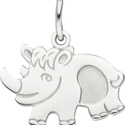 Anhänger 15,8x12,3mm Nashorn aus echtem 925 Silber rhodiniert Kinderanhänger