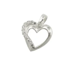 Anhänger 13x13mm offenes Herz Hezchen mit weißen Zirkonia am Rand 925 Silber