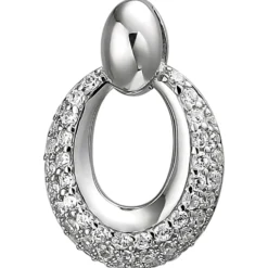 Anhänger 12,6x14,8mm oval aus 925 Silber mit 50 Zirkonia Silberanhänger