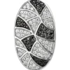 Anhänger 16x27,4mm oval aus 925 Silber mit 95 Zirkonia schwarz & weiß