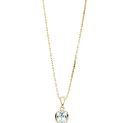 Anhänger 7,8x11,6mm ovaler Blautopas Topas facett hellblau 333 Gold Gelbgold