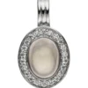 Anhänger 10,3x18mm oval Rosenquarz & 22 Zirkonia rundum 925 Silber rhodiniert