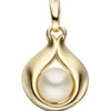 Anhänger 10,4x13,9mm Perlenanhänger Tropfen Süßwasser Zuchtperle 333 Gelbgold