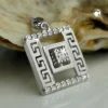 Anhänger 12x12mm Quadrat mit Muster und vielen Zirkonia 925 Sterling Silber