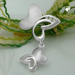 Anhänger 30x17mm Schmetterling Schmetterlinge aus 925 Silber Zirkonia Damen