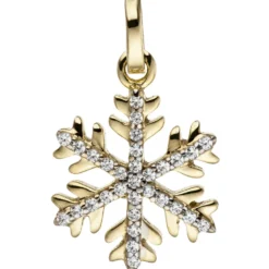 Anhänger 12,1x16,4mm Schneeflocke aus 333 Gold Gelbgold bicolor mit Zirkonia