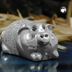 Anhänger 22x11mm - Schweinchen Ferkel Schwein Glücksschwein 925 Silber Damen