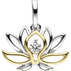 Anhänger 17,8x13,3mm Seerose Blume mit Zirkonia 925 Silber teilvergoldet