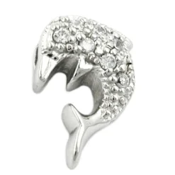 Anhänger 14,5x10mm Silberanhänger Delfin mit Zirkonia 925 Silber Damen