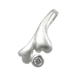 Anhänger 16,3x7mm Silberanhänger 2 Herzen Zirkonia matt 925 Silber Damen