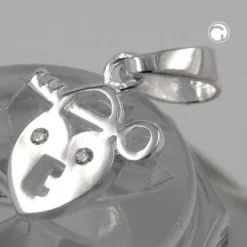 Anhänger 13x11mm Silberanhänger Herz mit Schlüssel aus 925 Silber Damen