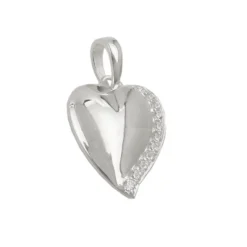 Anhänger 16x14mm Silberanhänger Herz mit weißen Zirkonia 925 Silber Damen