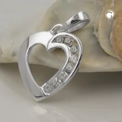 Anhänger 14x14mm Silberanhänger Herz weiße Zirkonia am Rand 925 Silber Damen