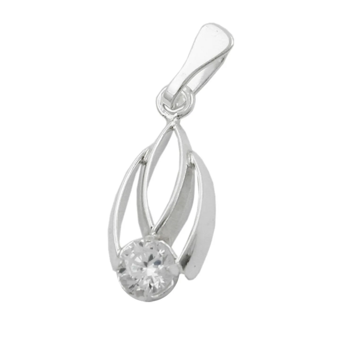 Anhänger 17x8mm Silberanhänger mit Zirkonia weiß 925 Sterlingsilber Damen