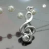 Anhänger 17x8mm Silberanhänger Notenschlüssel Zirkonia 925 Silber Damen