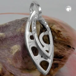 Anhänger 30x12mm spitzoval mit Zirkonia echtes 925 Silber 2-teilig für Damen