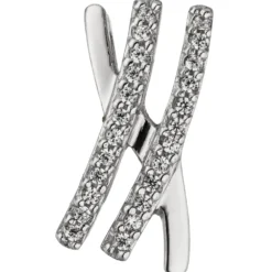 Anhänger 7,6x15,5mm Stäbchen mit weißen Zirkonia 925 Silber Halsschmuck