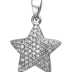 Anhänger 13,5x15,4mm Stern aus 925 Silber mit 67 weißen Zirkonia Damen