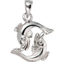 Anhänger 11x13,8mm Sternzeichen Fische aus 925 Echt Silber glänzend Unisex