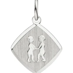 Anhänger 13x14,9mm Sternzeichen Zwilling aus 925 Silber Rhombus rhodiniert