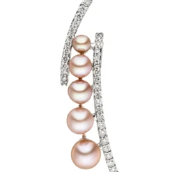 Anhänger 7,2x29,3mm Süßwasser Zuchtperlen & 33 Diamanten 0.19Ct W/SI 585 Weißgold
