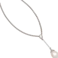Anhänger 9,4x38,6mm Süßwasser Zuchtperle & 14 Diamanten 0.06Ct W/SI 585 Weißgold
